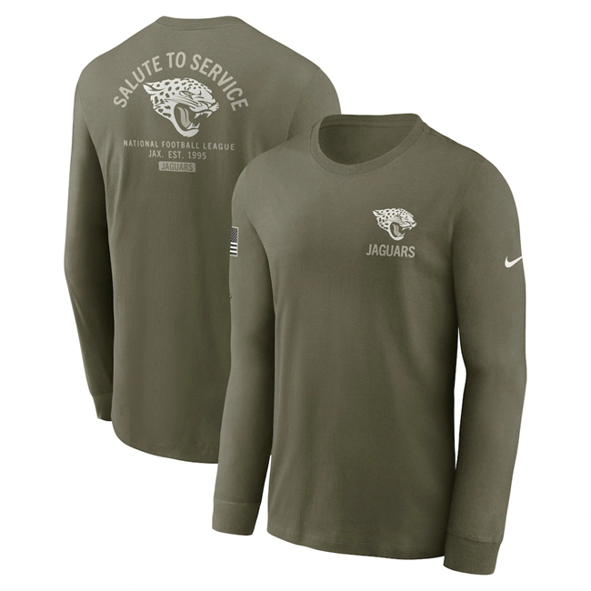 Men's Olive Jacksonville Jaguars 2025 Salute to Service Sideline Long Sleeve T-Shirt